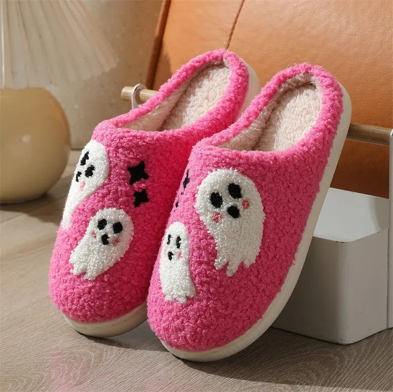Halloween Cartoon Ghost Cotton Slippers For Women Indoor Non-slip Bedroom Floor Slipper Winter House Shoes - EX-STOCK Canada