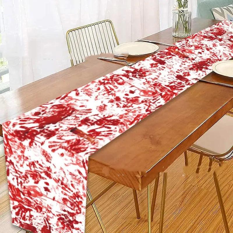 Nappe de décoration d'Halloween d'horreur avec empreinte de main ensanglantée - EX-STOCK Canada