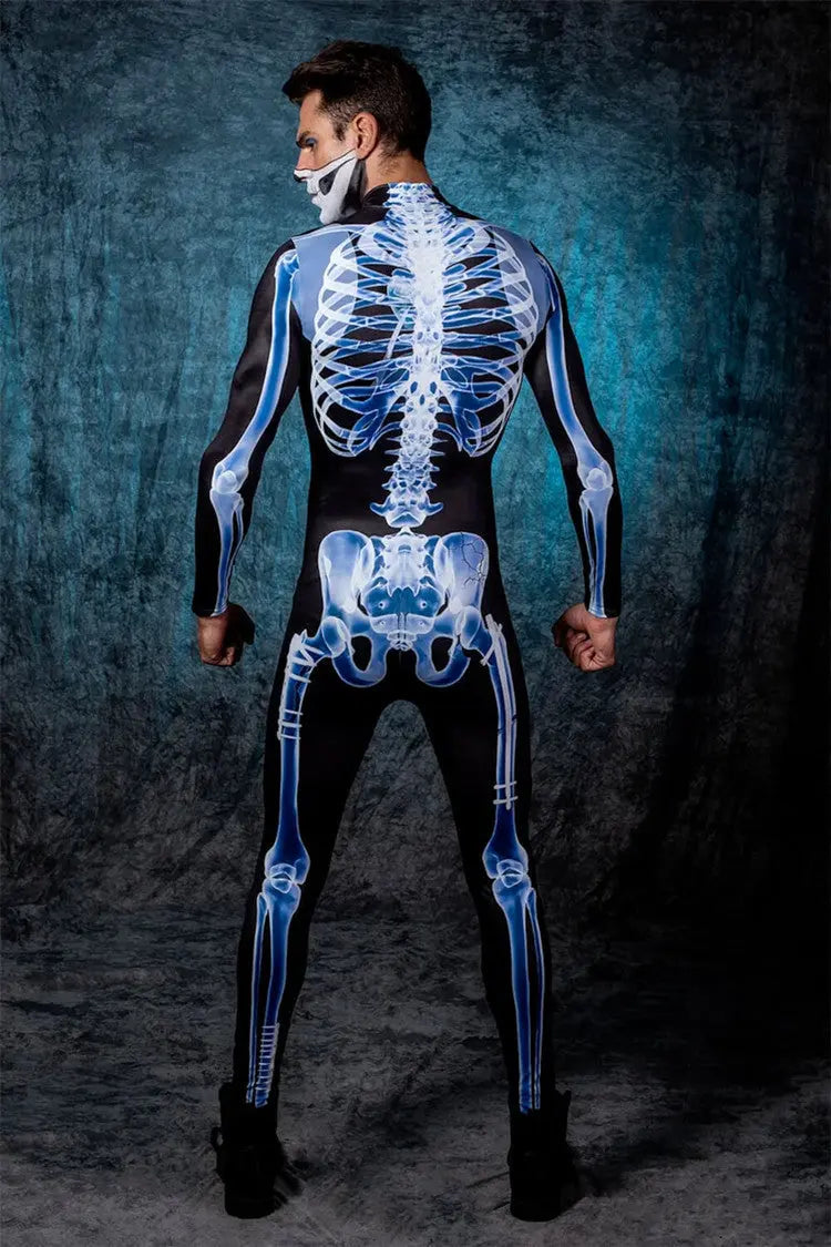 Halloween Long Sleeve Tights See-through Skeleton 3D Printed One-piece - EX-STOCK Canada