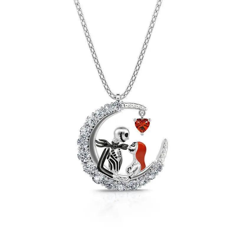 Collier crâne en forme de lune d'Halloween avec strass, collier clavicule couple, bijoux et accessoires pour hommes et femmes - EX-STOCK Canada