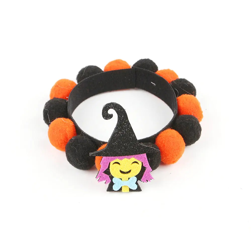 Halloween Pet Fur Ball Collar Pumpkin Accessories - EX-STOCK Canada