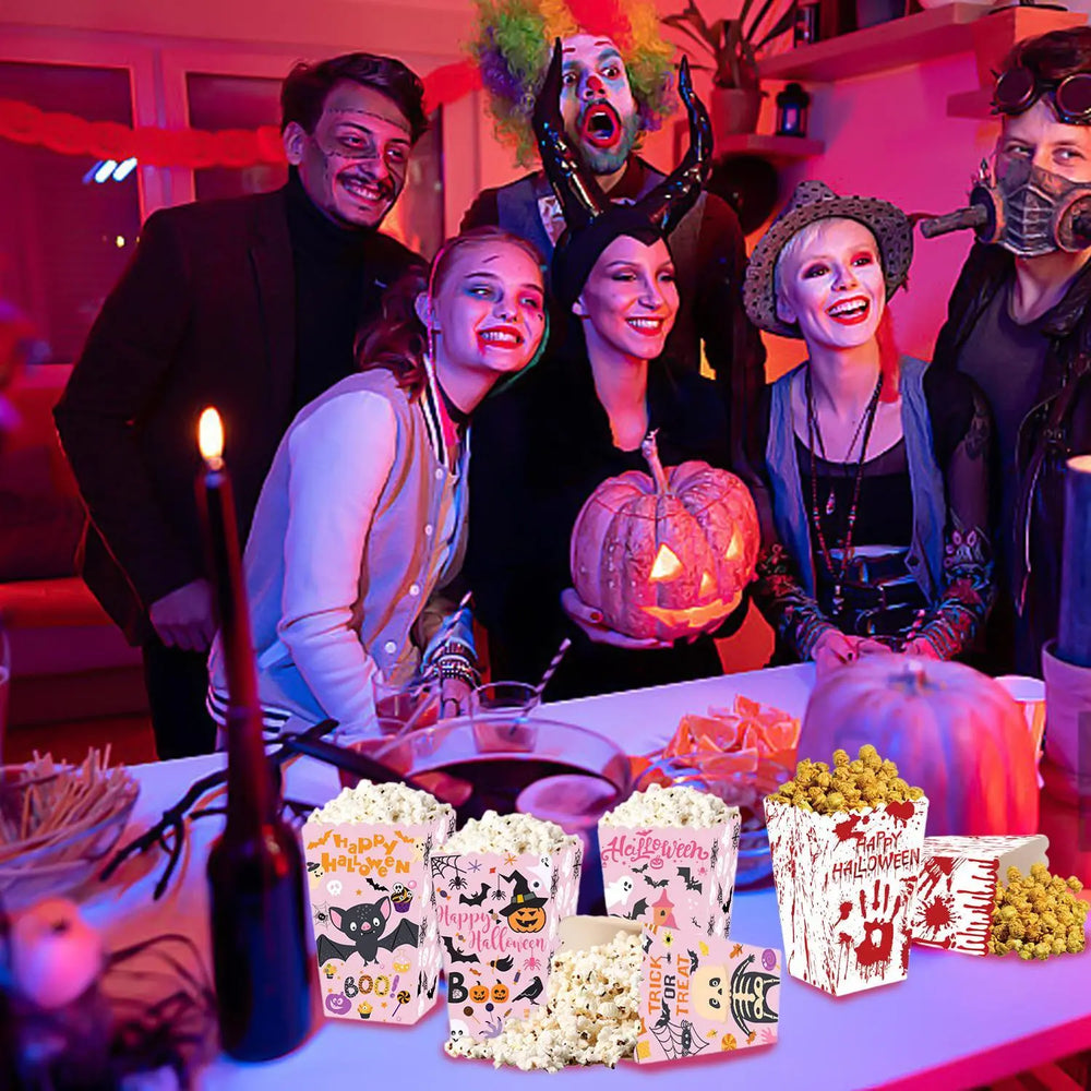 Halloween Popcorn Boxes In 3 Designs. Halloween Party Supplies In 3 Styles, 4 Of Each Style, 12 In Total - EX-STOCK Canada