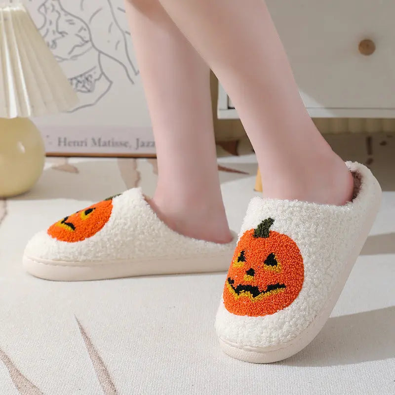 Halloween Pumpkin Cartoon Slippers Warm Winter Slippers Men And Women Couples Indoor House Shoes - EX-STOCK Canada