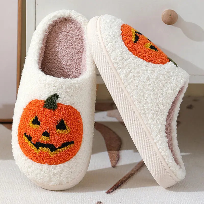 Halloween Pumpkin Cartoon Slippers Warm Winter Slippers Men And Women Couples Indoor House Shoes - EX-STOCK Canada