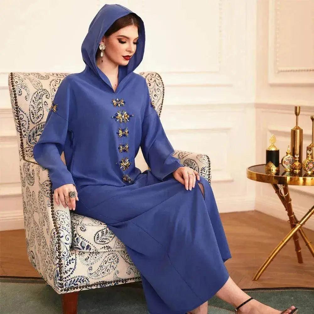 Robe à capuche en diamant faite à la main - Robe arabe EX-STOCK Canada