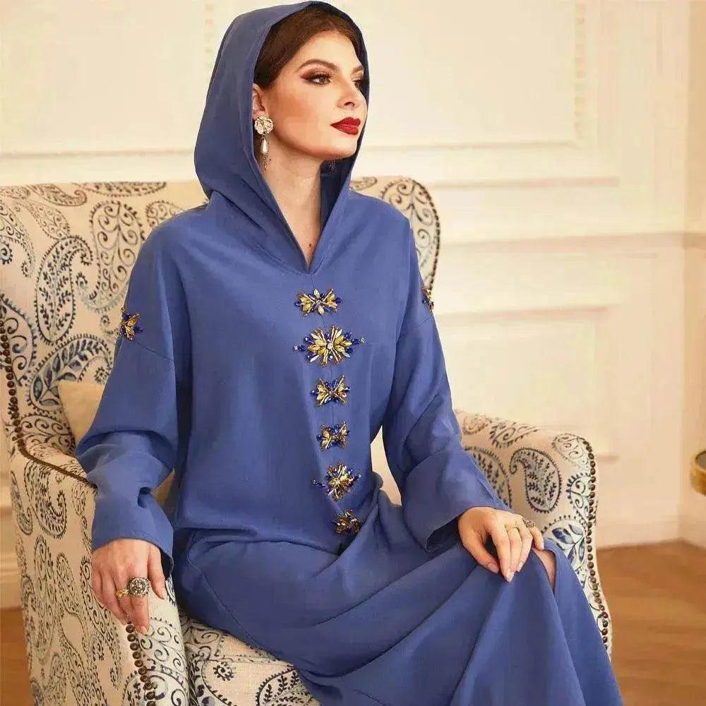Robe à capuche en diamant faite à la main - Robe arabe EX-STOCK Canada
