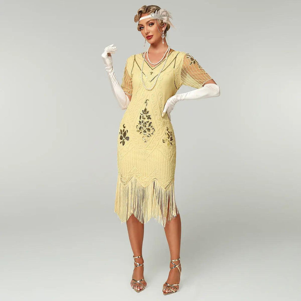 Handmade Embroidery Beads Sequin Tassel Fringed Dress - EX-STOCK Canada