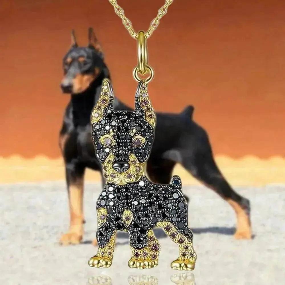 Collier pendentif Doberman Pinscher élégant et exquis - EX-STOCK Canada