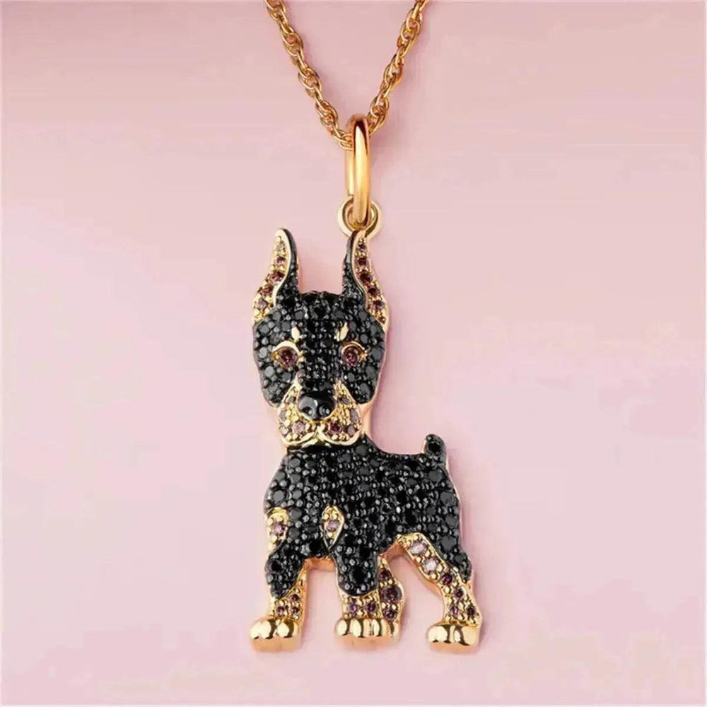 Collier pendentif Doberman Pinscher élégant et exquis - EX-STOCK Canada