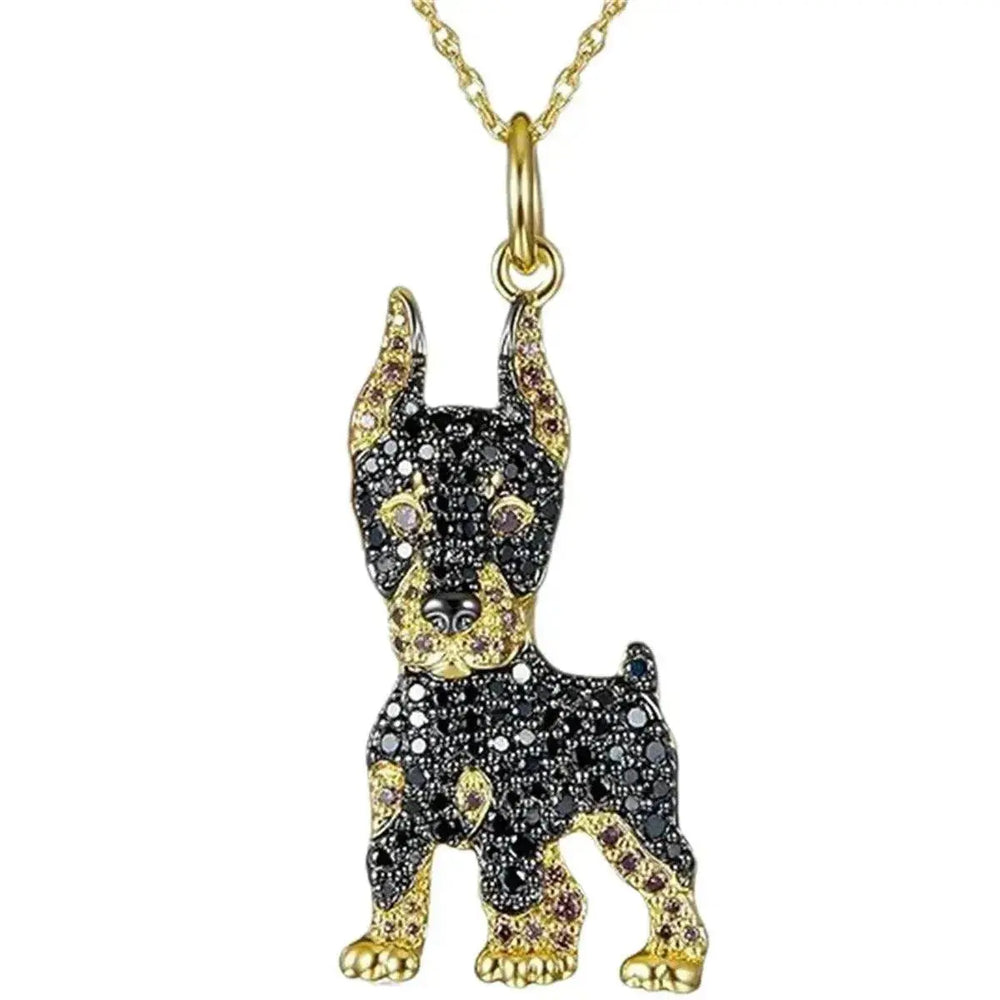 Collier pendentif Doberman Pinscher élégant et exquis - EX-STOCK Canada