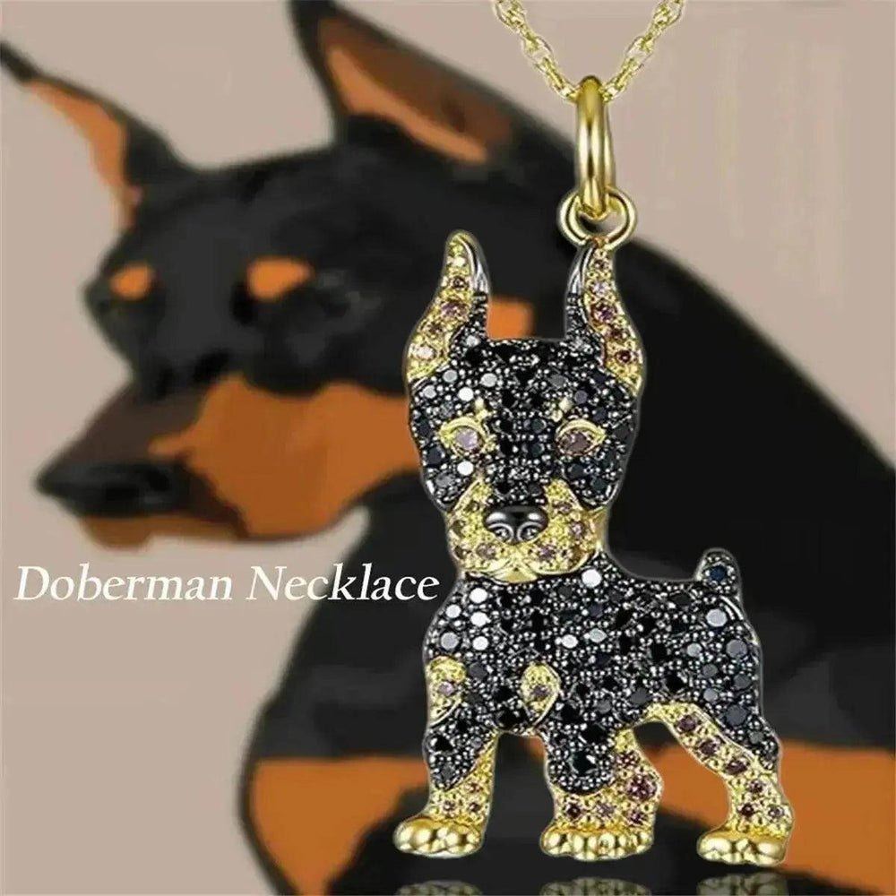 Collier pendentif Doberman Pinscher élégant et exquis - EX-STOCK Canada