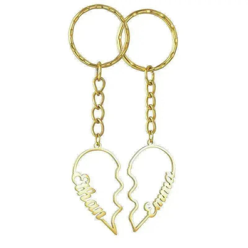 Heart Shape in Two DIY English Letters Stainless Steel Keychain - EX-STOCK Canada