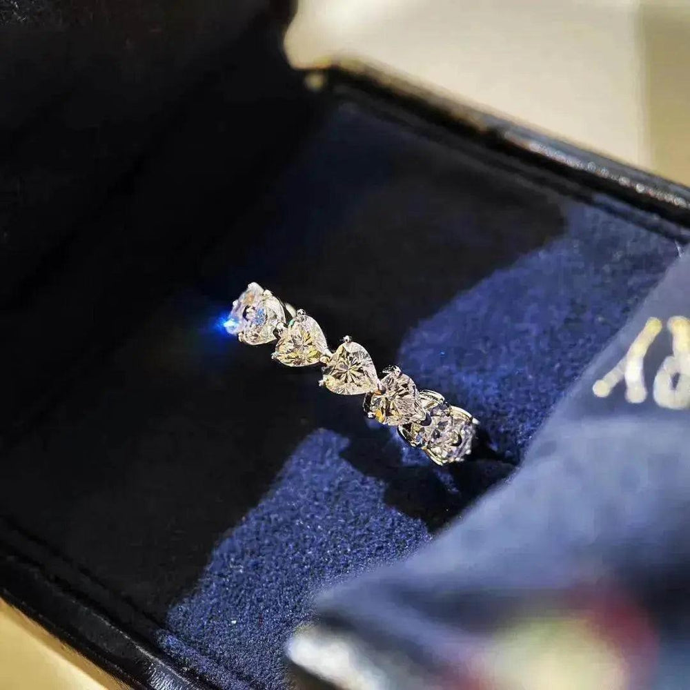 Heart-shaped Diamond Row Diamond Ring Fashion Love - EX-STOCK Canada
