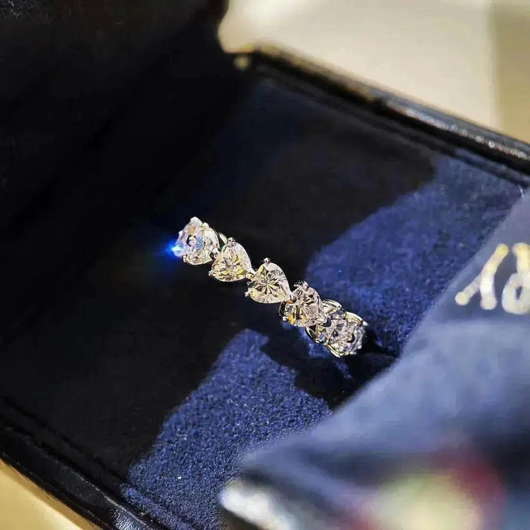 Heart-shaped Diamond Row Diamond Ring Fashion Love - EX-STOCK Canada
