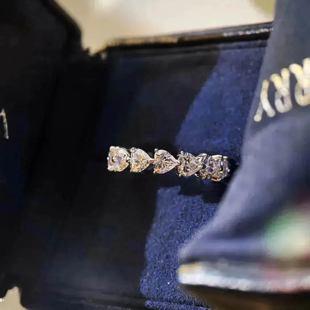 Heart-shaped Diamond Row Diamond Ring Fashion Love - EX-STOCK Canada