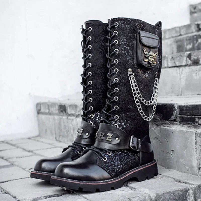 High Riding Boots Men's Frosted Locomotive Long Barrel Rock Punk EX-STOCK Canada