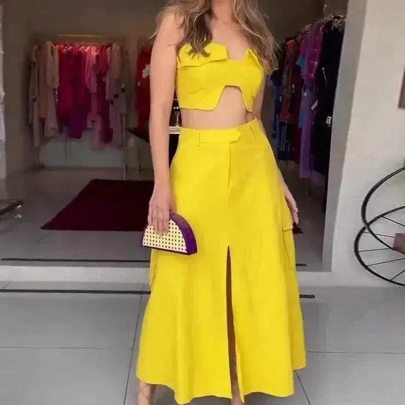 Ensemble de robe pantalon taille haute à jambes larges pour femmes, deux pièces. EX-STOCK Canada