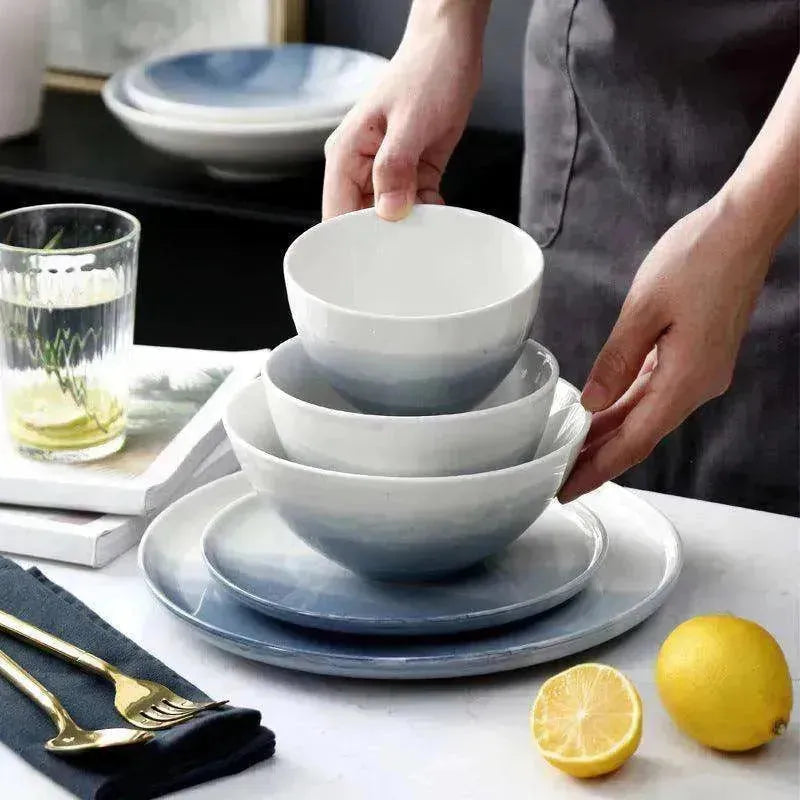 Ensemble d'assiettes en céramique nordique créatives à dégradé pour la maison - EX-STOCK Canada