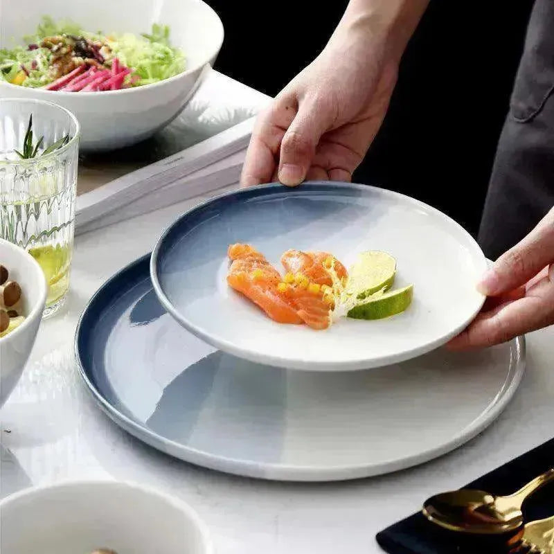 Ensemble d'assiettes en céramique nordique créatives à dégradé pour la maison - EX-STOCK CANADA