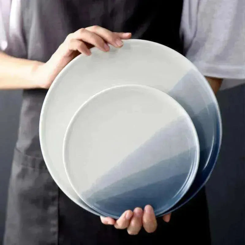 Ensemble d'assiettes en céramique nordique créatives à dégradé pour la maison - EX-STOCK CANADA