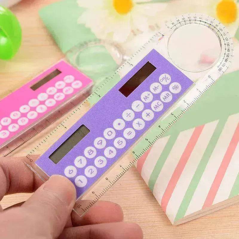 Hot Selling Solar Mini Calculator Magnifier Multifunction Ultra-thin Ruler Office Supplies - EX-STOCK Canada