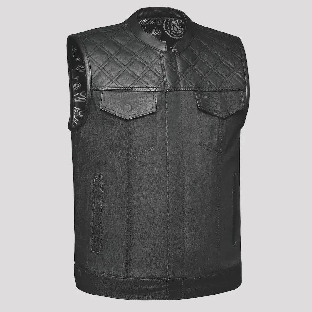 Open Road Men's Denim & Leather Club Vest