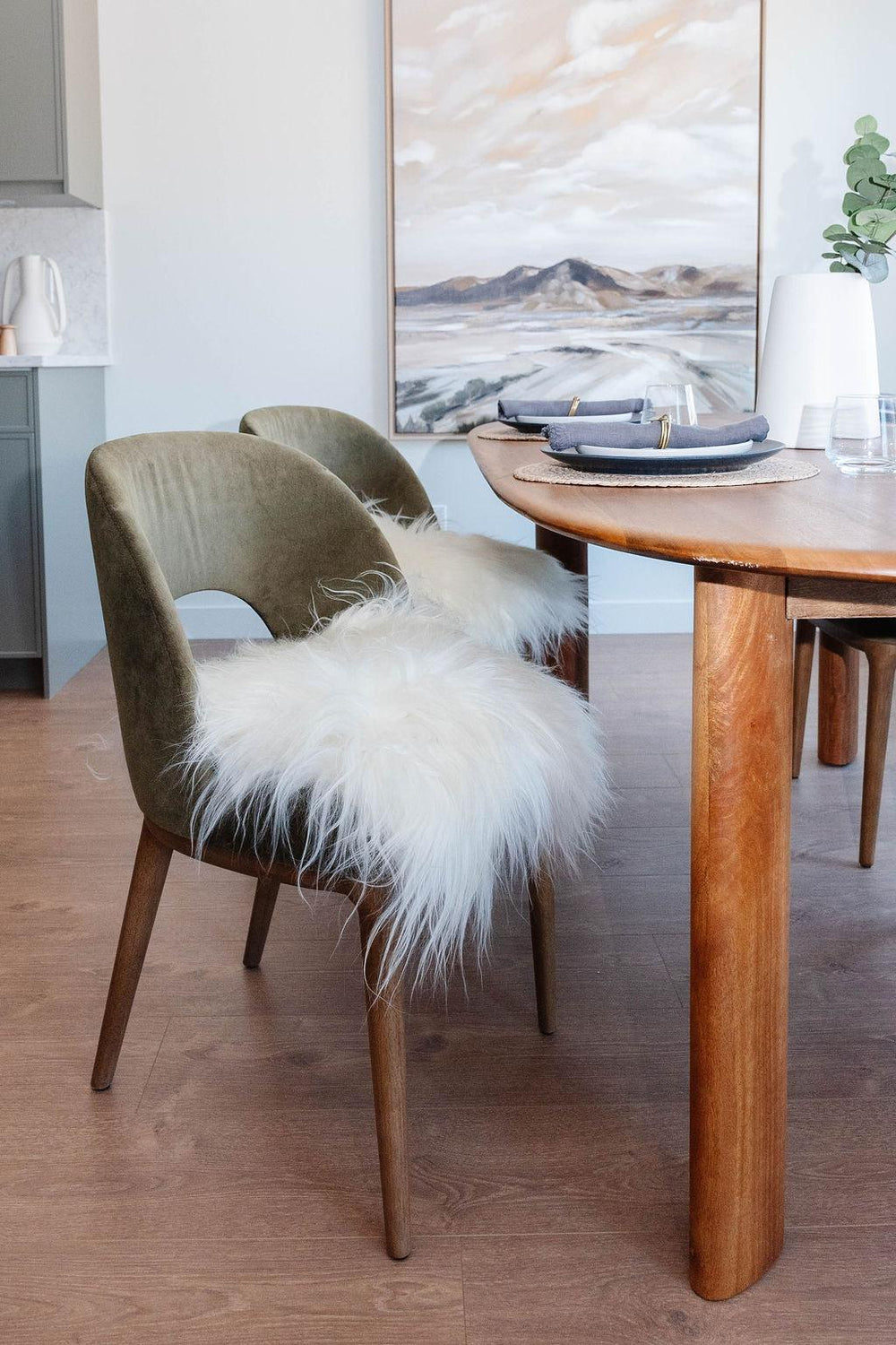 Coussin de chaise en peau de mouton islandaise blanche