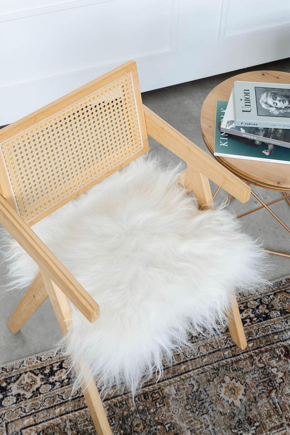 Coussin de chaise en peau de mouton islandaise blanche