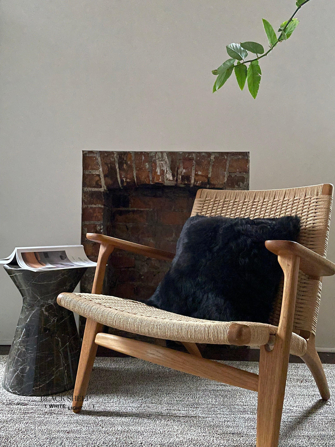 Square Shorn Black Icelandic Sheepskin Pillow Cover EX-STOCK Canada