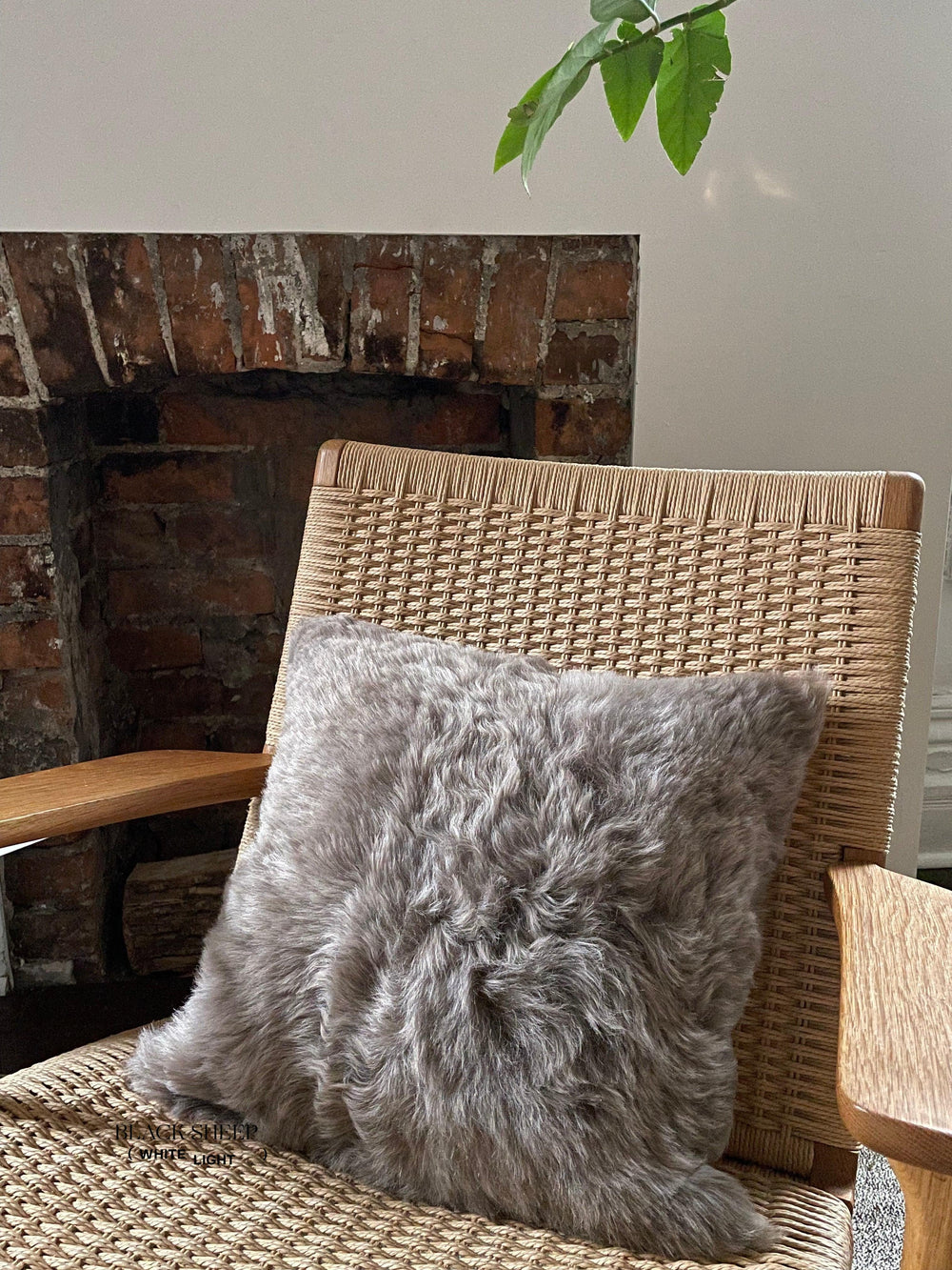 Square Shorn Taupe Icelandic Sheepskin Pillow Cover EX-STOCK Canada