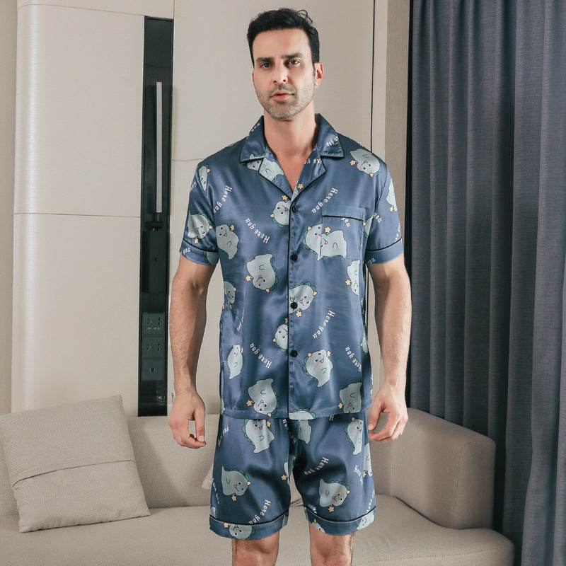 Ice Silk Short Sleeve Pajamas Men Can Be Outerwear Homewear EX-STOCK CANADA