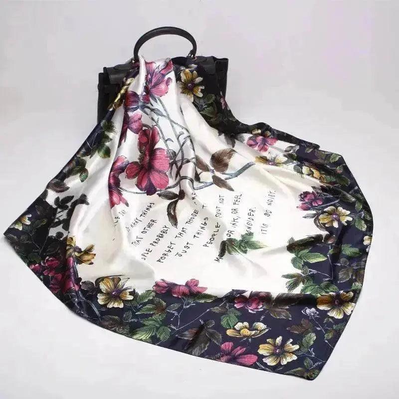 Foulard arabe à imprimé floral en soie synthétique - EX-STOCK Canada