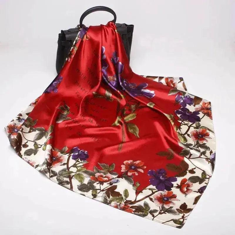 Foulard arabe à imprimé floral en soie synthétique - EX-STOCK Canada