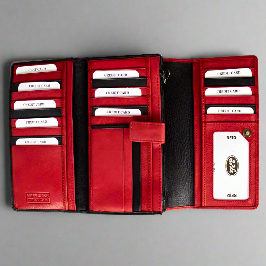 Cartera de cuero con RFID para mujer JBG International de tres plieguesEX-STOCK Canada