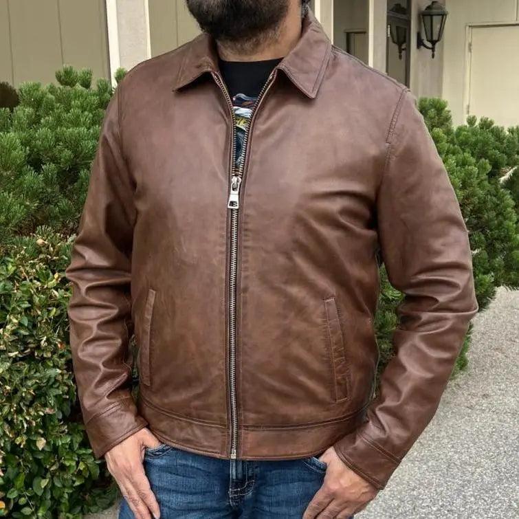 James Dean-Style Lamb Leather Jacket with Side Buckles EX-STOCK Canada