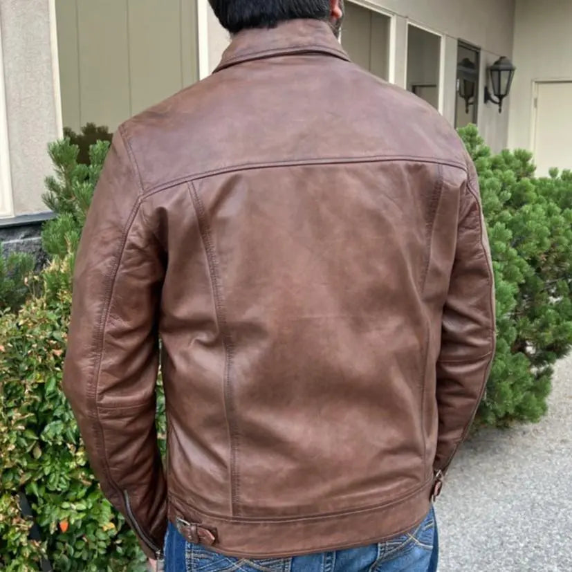 James Dean-Style Lamb Leather Jacket with Side Buckles EX-STOCK Canada
