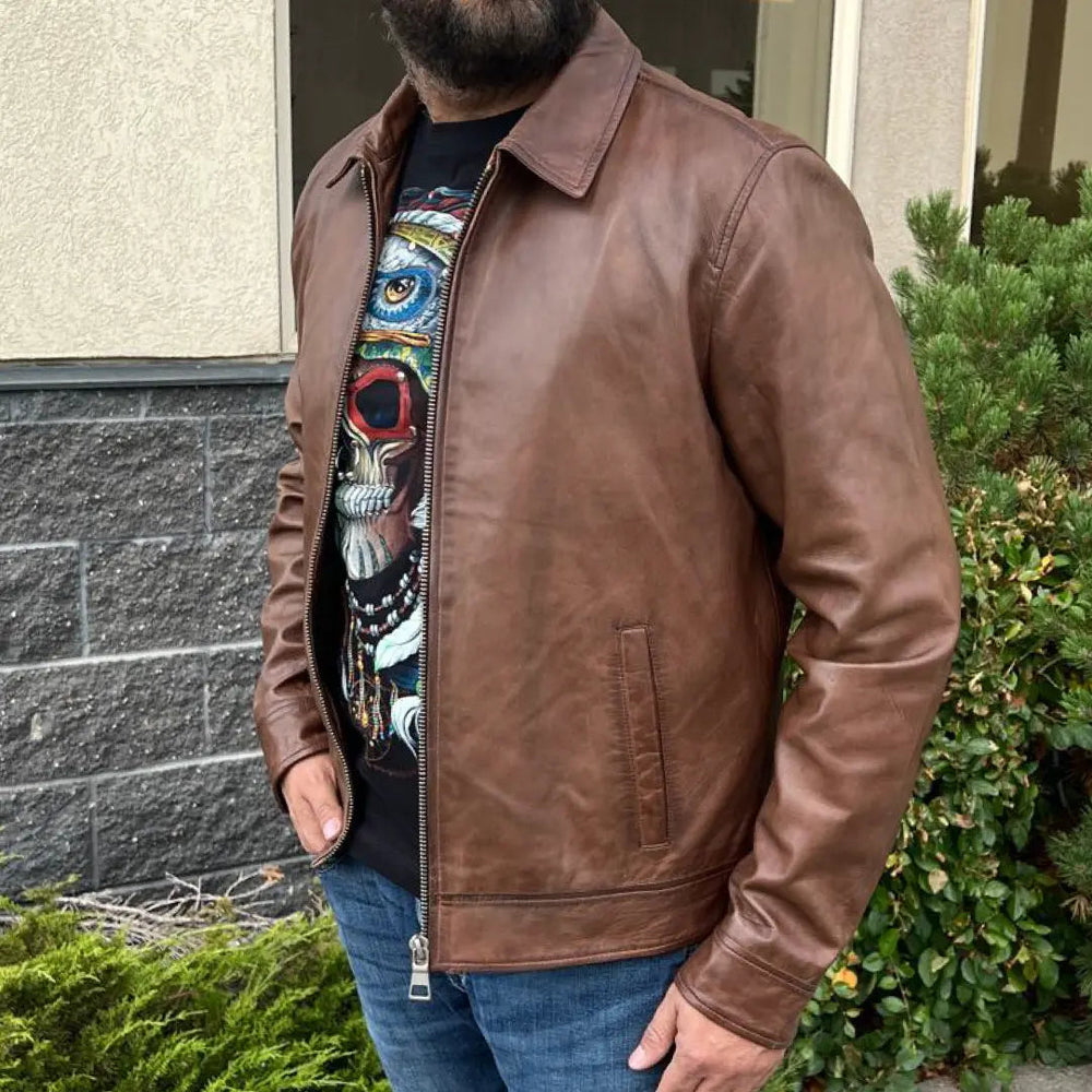 James Dean-Style Lamb Leather Jacket with Side Buckles EX-STOCK Canada