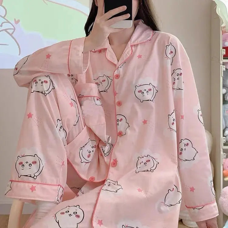 Japanese Sweet Cartoon Long Sleeved Pajamas For Women - EX-STOCK Canada