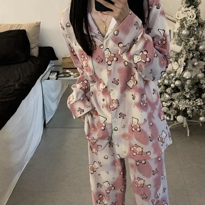 Japanese Sweet Cartoon Long Sleeved Pajamas For Women - EX-STOCK Canada