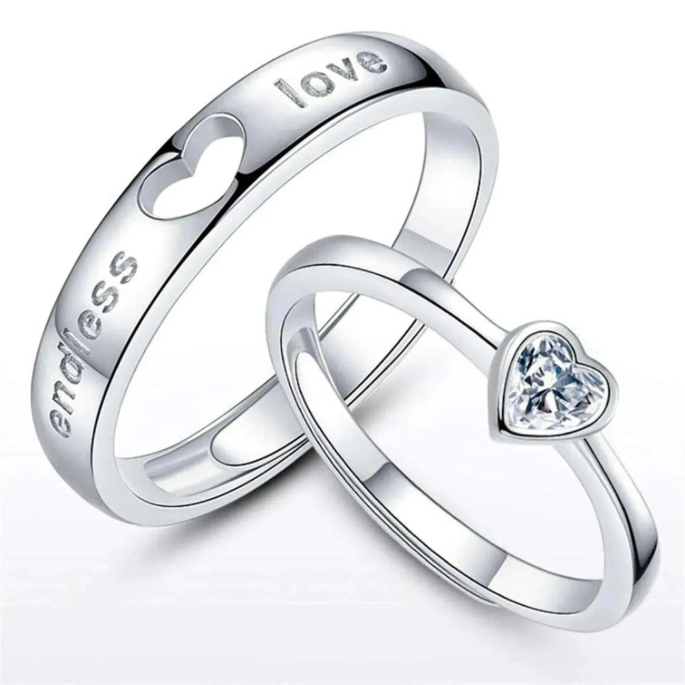 Bague d'amour unisexe cœur à cœur style japonais et coréen - EX-STOCK CANADA
