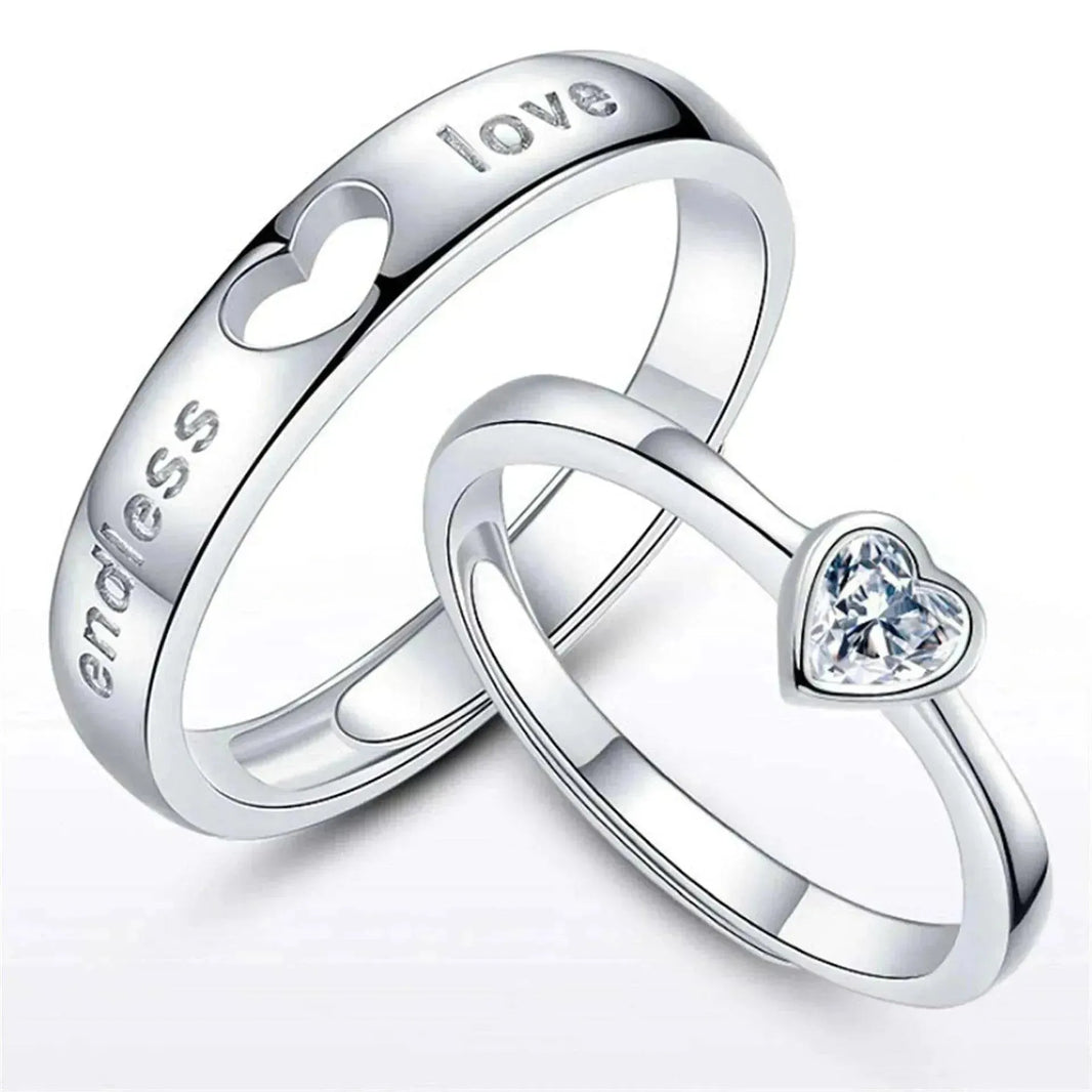 Bague d'amour unisexe cœur à cœur style japonais et coréen - EX-STOCK CANADA