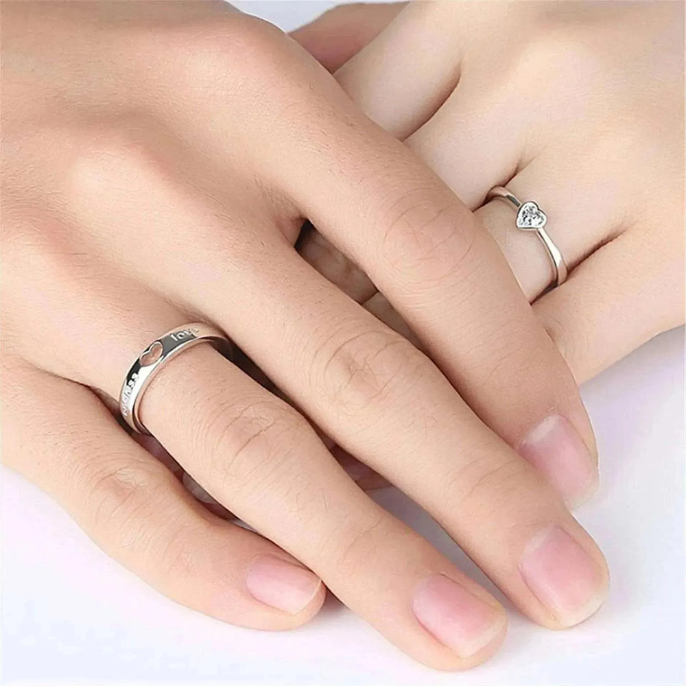 Bague d'amour unisexe cœur à cœur style japonais et coréen - EX-STOCK CANADA