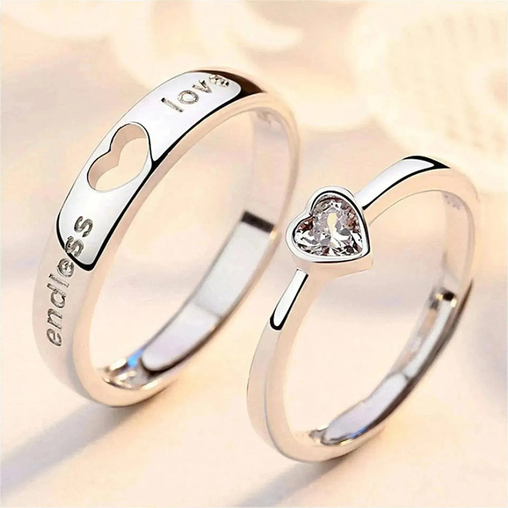 Bague d'amour unisexe cœur à cœur style japonais et coréen - EX-STOCK CANADA