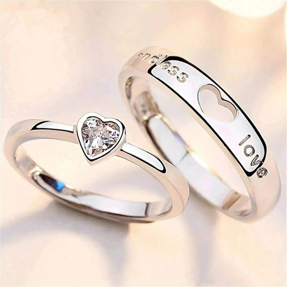 Bague d'amour unisexe cœur à cœur style japonais et coréen - EX-STOCK CANADA