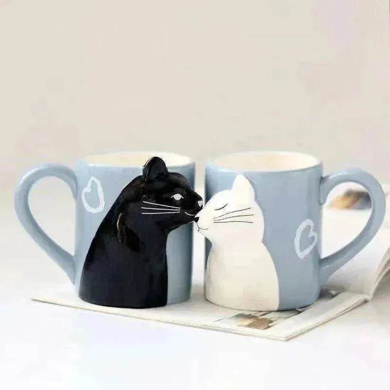 Kiss Cat Coffee Couple Handmade Mug - EX-STOCK Canada