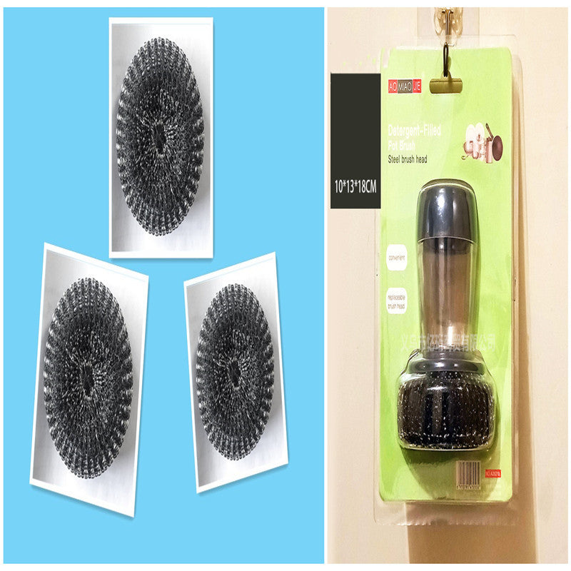 Kitchen Soap Dispensing Palm Brush Cleaner Push-type Brush Kitchen Detergent Tools EX-STOCK Canada