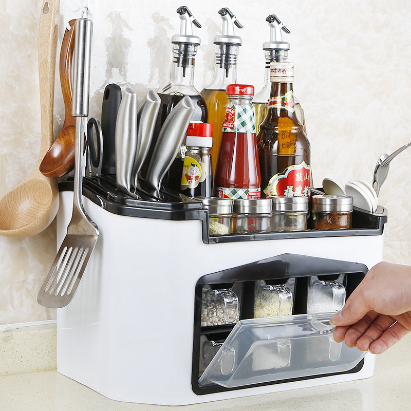 Kitchenware Rack Seasoning Storage Box Multifunctional Floor Condiment Storage Knife Rack EX-STOCK Canada