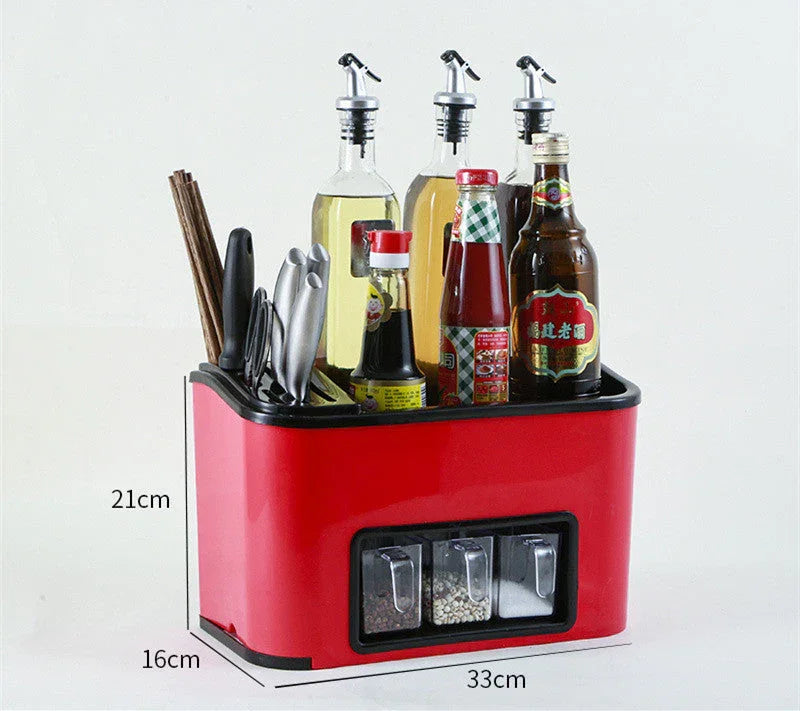 Estante para utensilios de cocina, caja para condimentos, almacenamiento multifuncional en el suelo, soporte para cuchillosEX-STOCK Canada