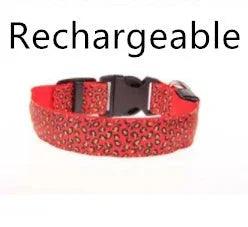 LED Dog Collar Safety Adjustable Nylon Leopard Pet Collar EX-STOCK Canada
