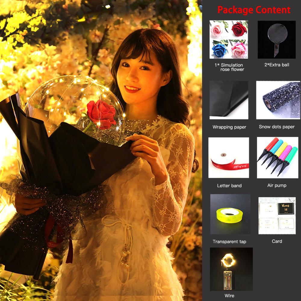 LED Luminous Balloon Rose Bouquet Transparent Bobo Ball Rose EX-STOCK Canada